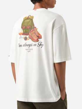 Weißes Oversize-T-Shirt aus Baumwolle Delmar mit rückseitigem Print „I'm Always On Top“ 