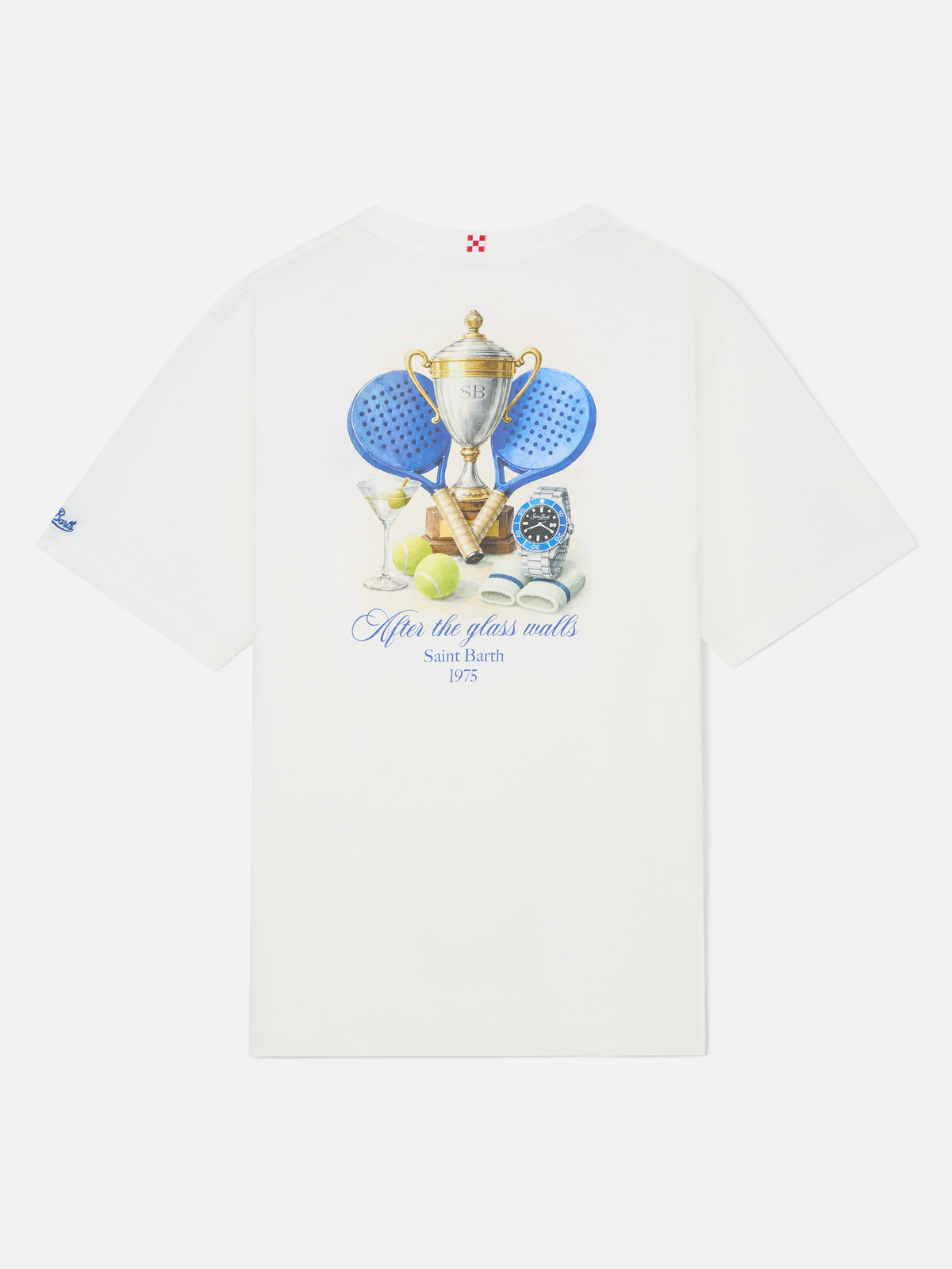 T-shirt oversize en coton blanc Delmar avec imprimé padel au dos 