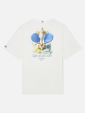 T-shirt oversize en coton blanc Delmar avec imprimé padel au dos 