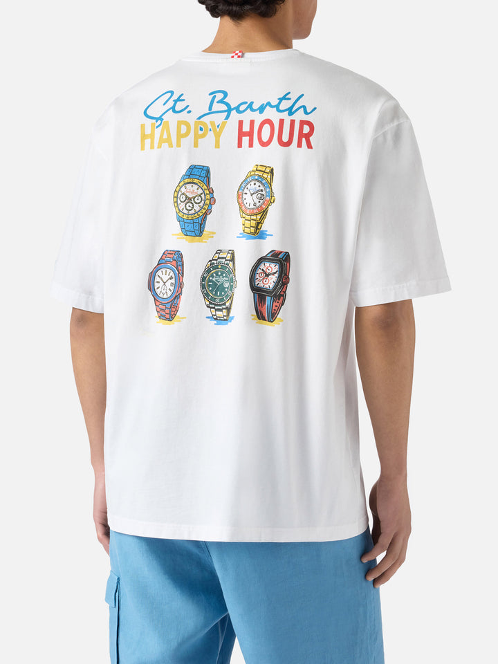 Delmar t-shirt with St. Barth Happy Hour print and maxi graphic on the back
