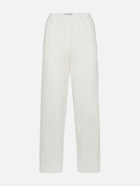 Woman off-white cotton fleece jogger pants Deena - MC2 Saint Barth