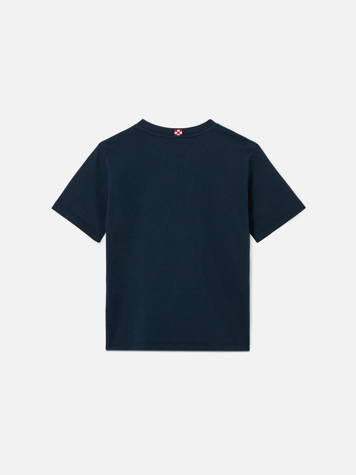 Navy blue Denver Jr cotton t-shirt with printed Sport Club logo
