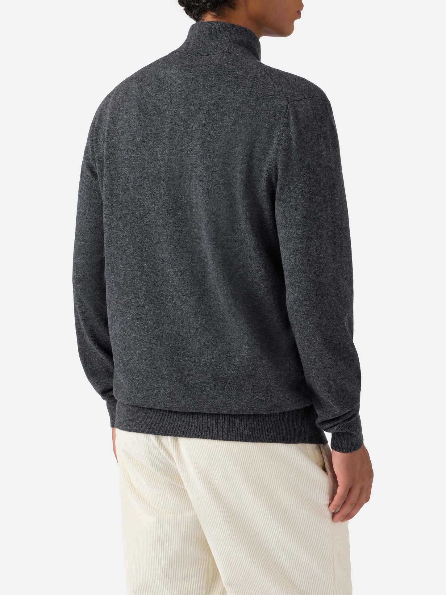 Maglione mezzocollo Dorian in merinocash antracite
