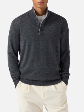 Maglione mezzocollo Dorian in merinocash antracite