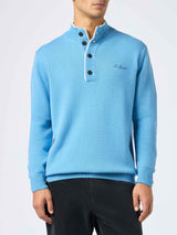 Man dust blue blended cashmere polo sweater Dorian