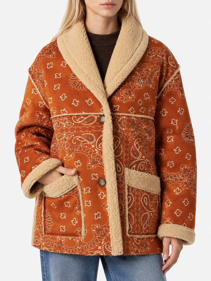 Veste réversible en shearling Dorys avec imprimé bandana 