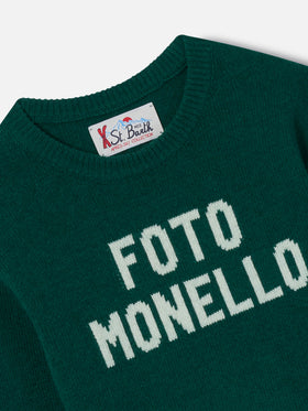 Maglione Douglas girocollo verde foresta con lettering Foto Monello
