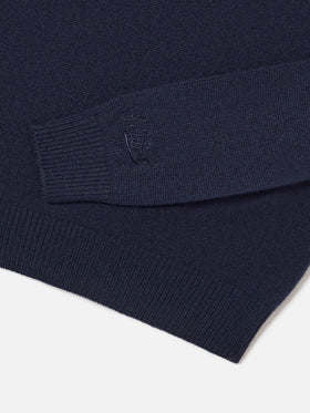 Navy blue Douglas crewneck knit with Non E Colpa Mia intarsia