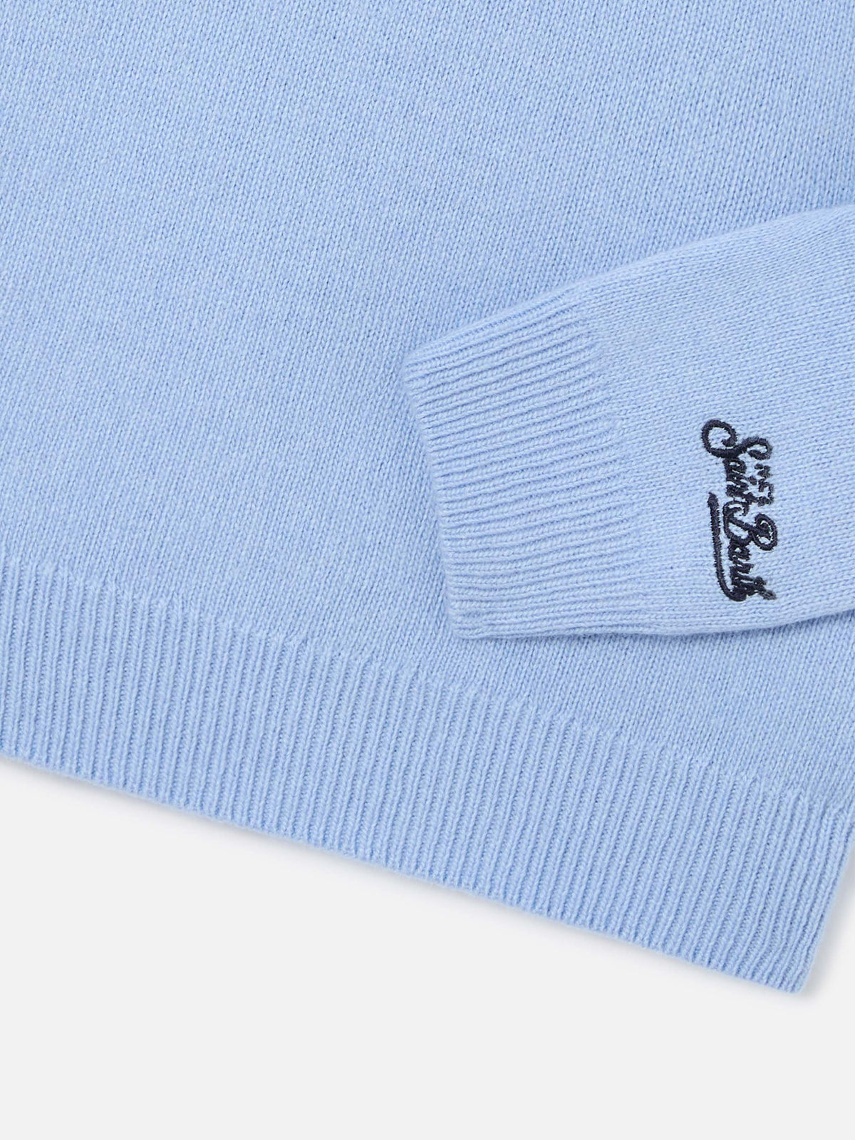 Jersey ligero de cuello redondo blue Douglas con intarsia Bello E Monello 
