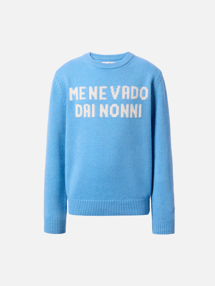 Sweater Douglas in cashmere blend with Me ne vado dai nonni jacquard