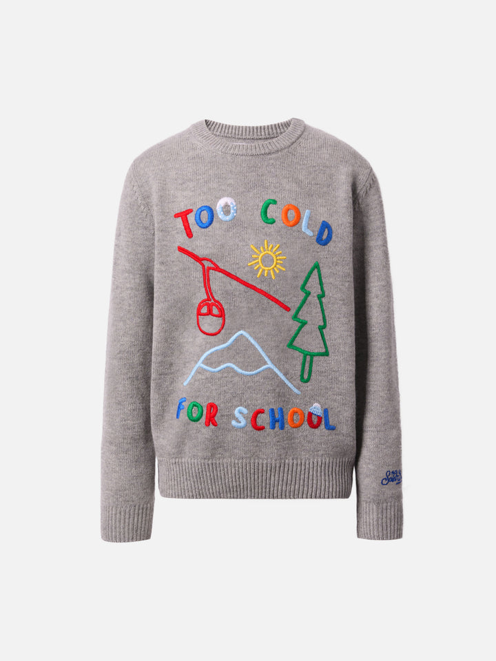 Sweater Douglas in cashmere blend with Too Cold for School embroidery