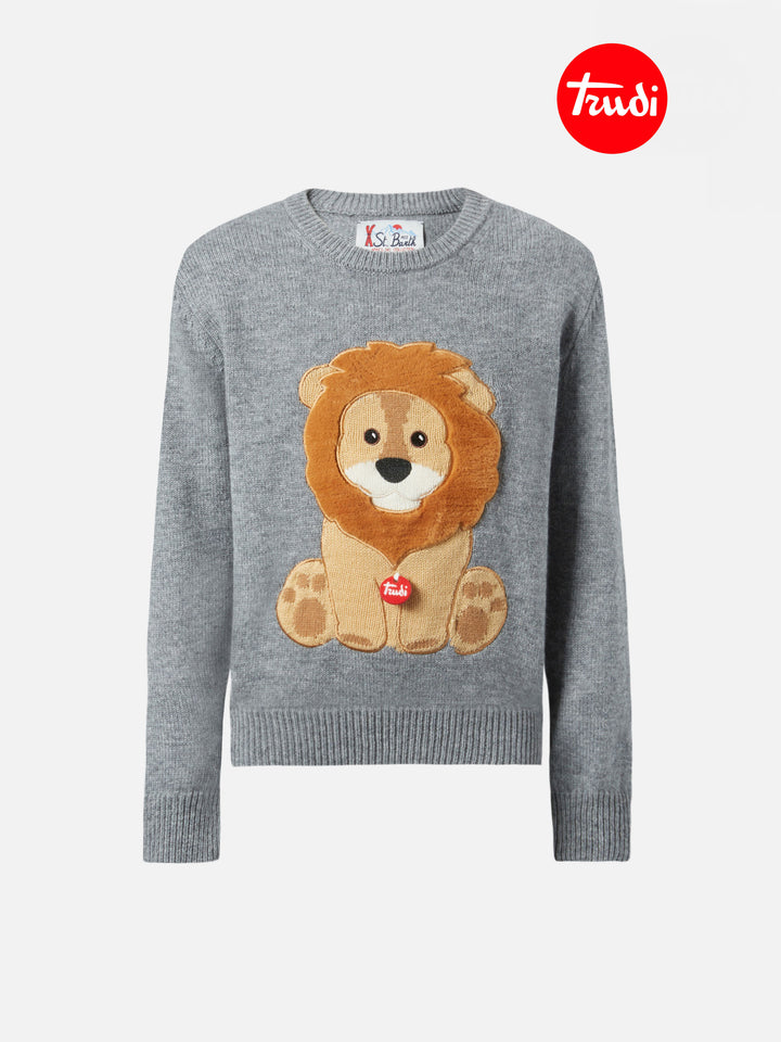 Girocollo Douglas in misto cashmere con patch Leone Trudi | TRUDI SPECIAL EDITION