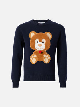 Maglione Douglas  in misto cashmere con patch Orso Trudi | TRUDI SPECIAL EDITION