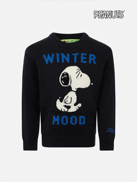 Maglione da bambino Snoopy Winter mood blu navy - Edizione speciale