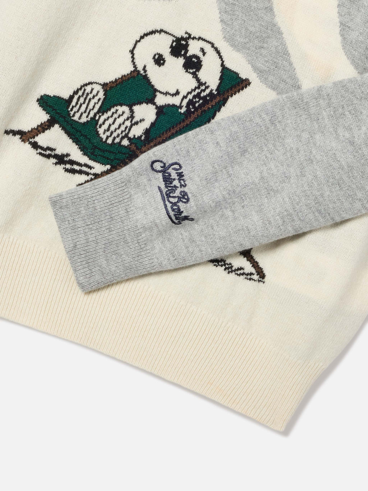 Pull en maille à col rond gris Douglas avec intarsia Snoopy | Special edition 