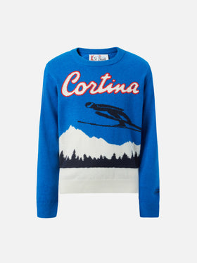 Crewneck Douglas with Cortina postcard jacquard