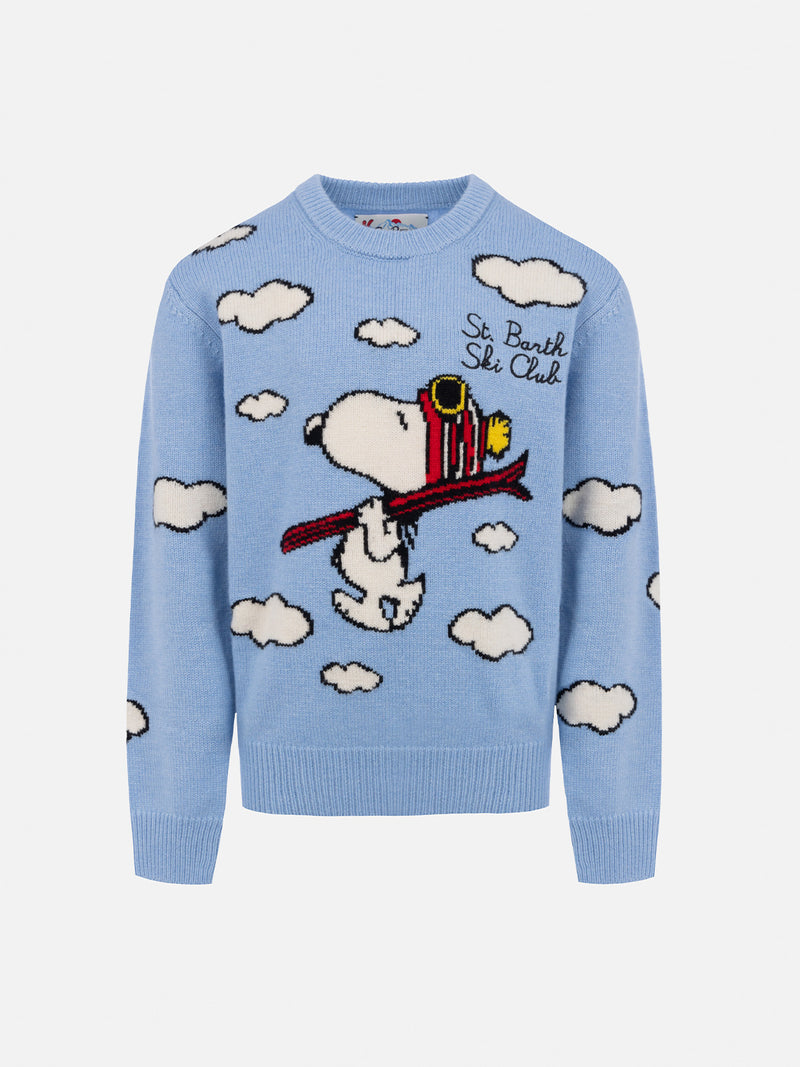 Hellblauer Rundhalspullover Douglas für Jungen mit Peanuts-Ski-Print | SNOOPY PEANUTS SPECIAL EDITION