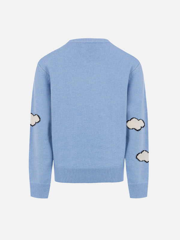 Boy light blue crewneck sweater Douglas with Peanuts ski print | SNOOPY PEANUTS SPECIAL EDITION