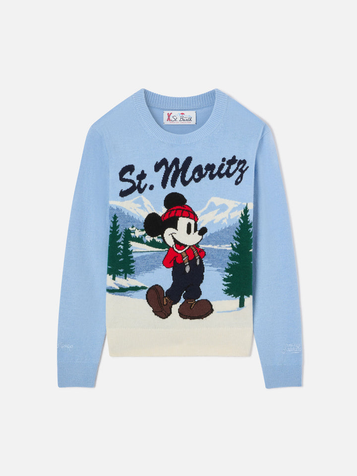 Jersey de punto ligero de cuello redondo blue Douglas con intarsia de Mickey Mouse | Special edition 