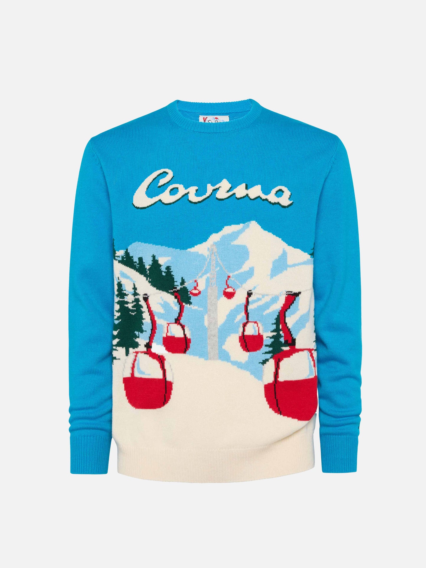 Crewneck Douglas with Courma postcard jacquard