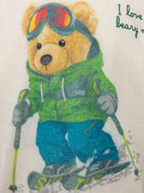 Maglione girocollo bianco da bambino Douglas con ricamo  I Love Ski Beary Much