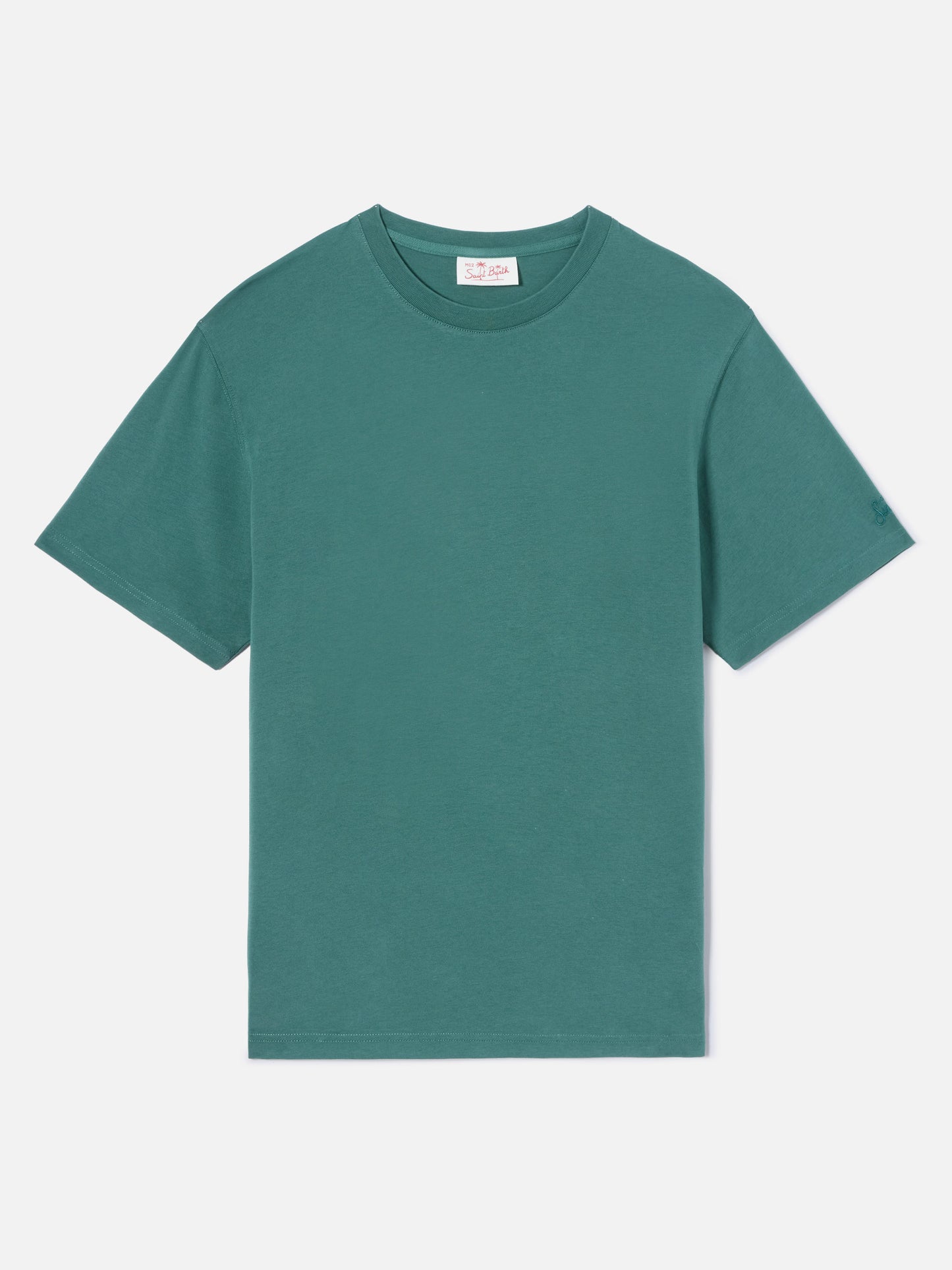T-shirt Dover verde in cotone con ricamo logo