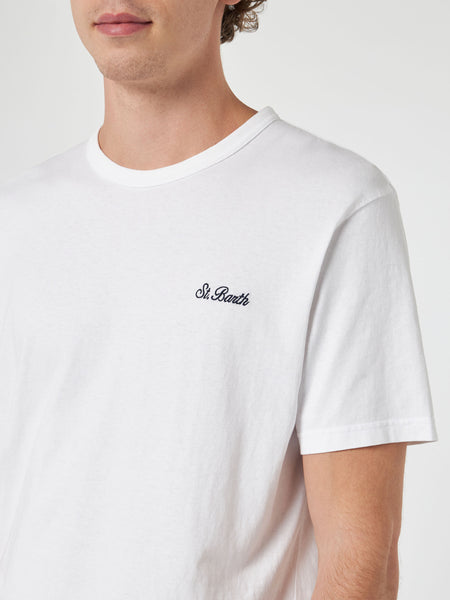 Dover Men's White Cotton Jersey T-Shirt with Logo Embroidery