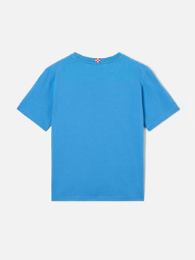 Powder blue Dover Jr t-shirt in pure cotton with embroidered logo