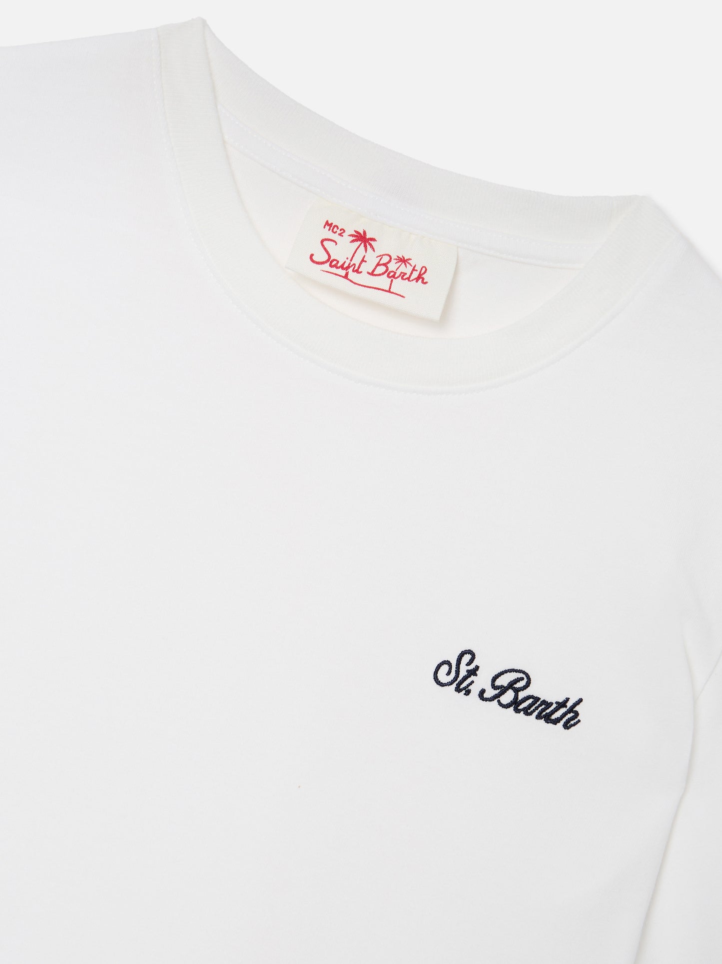 White Dover Jr t-shirt in pure cotton with embroidered logo