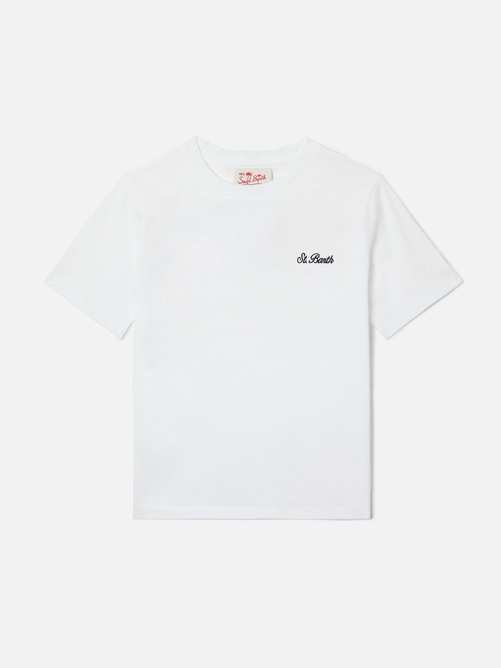 White Dover Jr t-shirt in pure cotton with embroidered logo