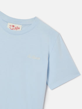 Light blue Dover Jr t-shirt in pure cotton with embroidered logo