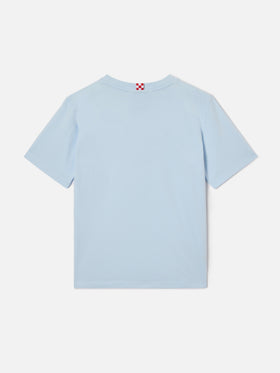 Light blue Dover Jr t-shirt in pure cotton with embroidered logo