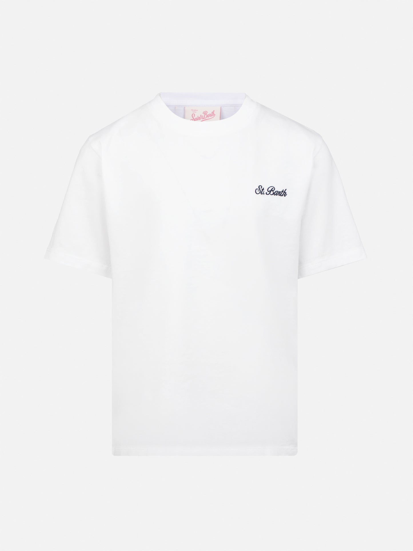 White cotton jersey t-shirt Dover with St. Barth embroidery