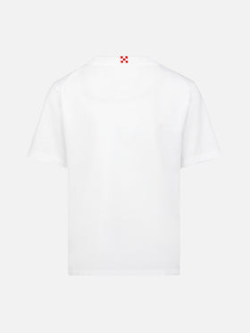 White cotton jersey t-shirt Dover with St. Barth embroidery