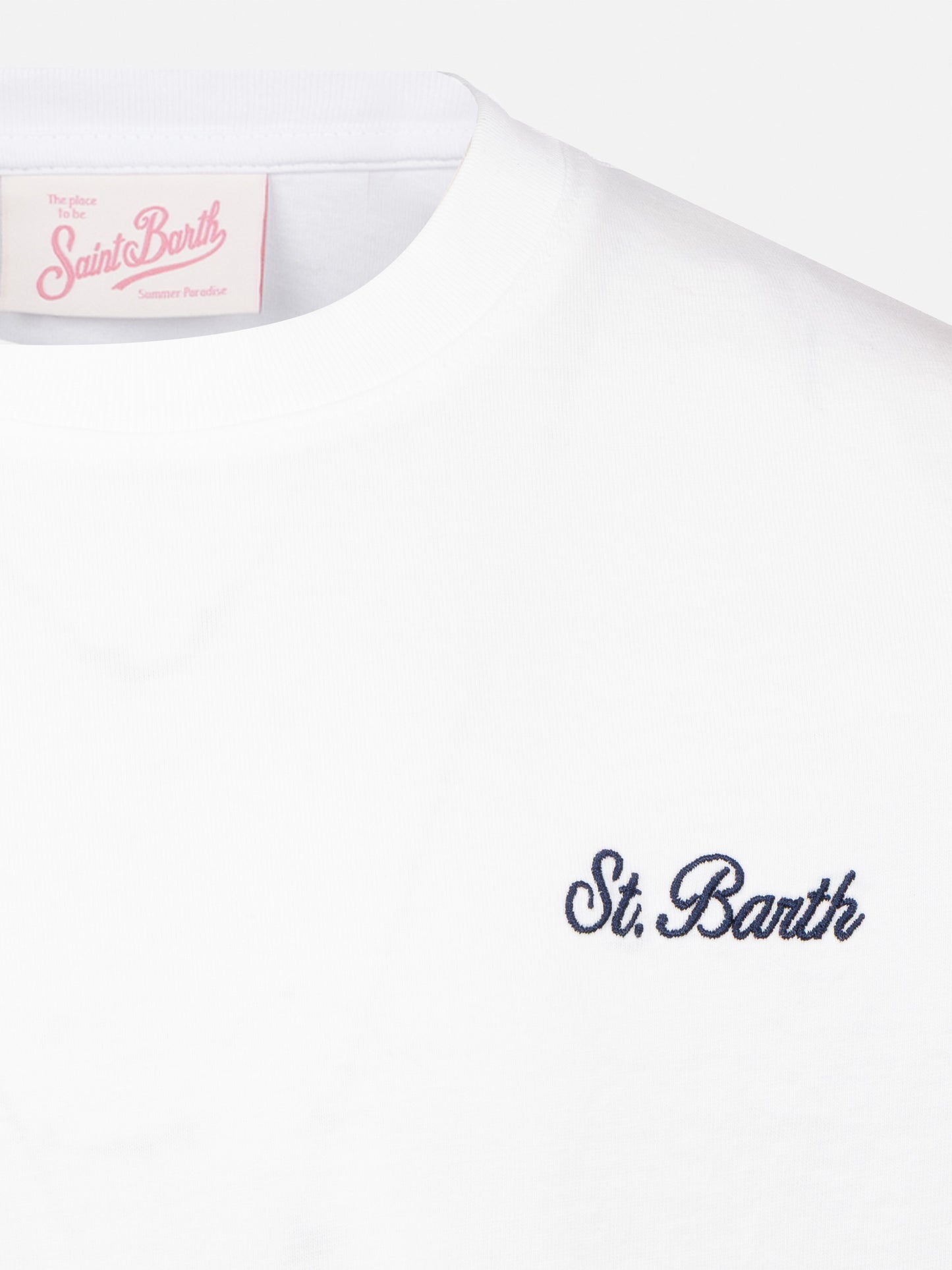 White cotton jersey t-shirt Dover with St. Barth embroidery