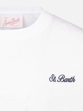 White cotton jersey t-shirt Dover with St. Barth embroidery