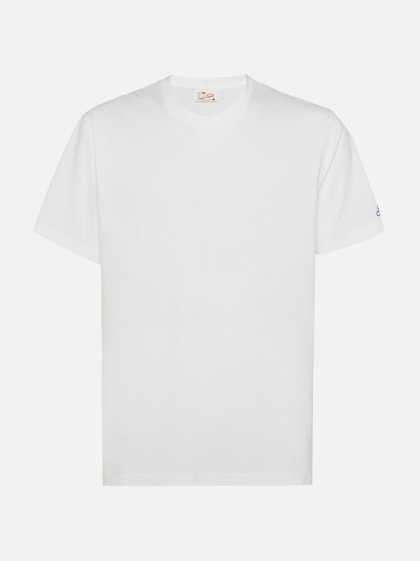 White cotton jersey t-shirt Dover with St. Barth embroidery