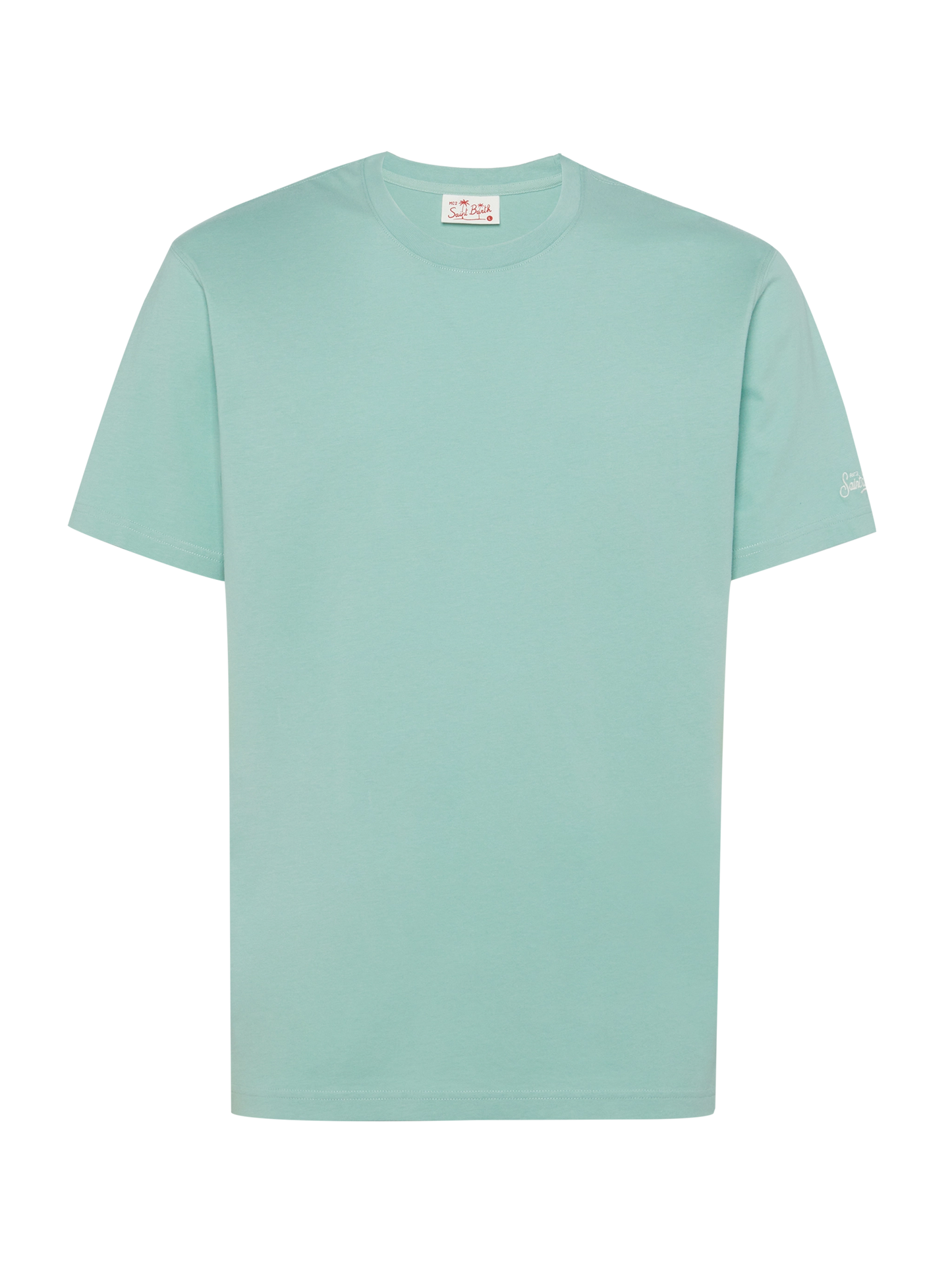 Sage green cotton jersey t-shirt Dover with St. Barth embroidery