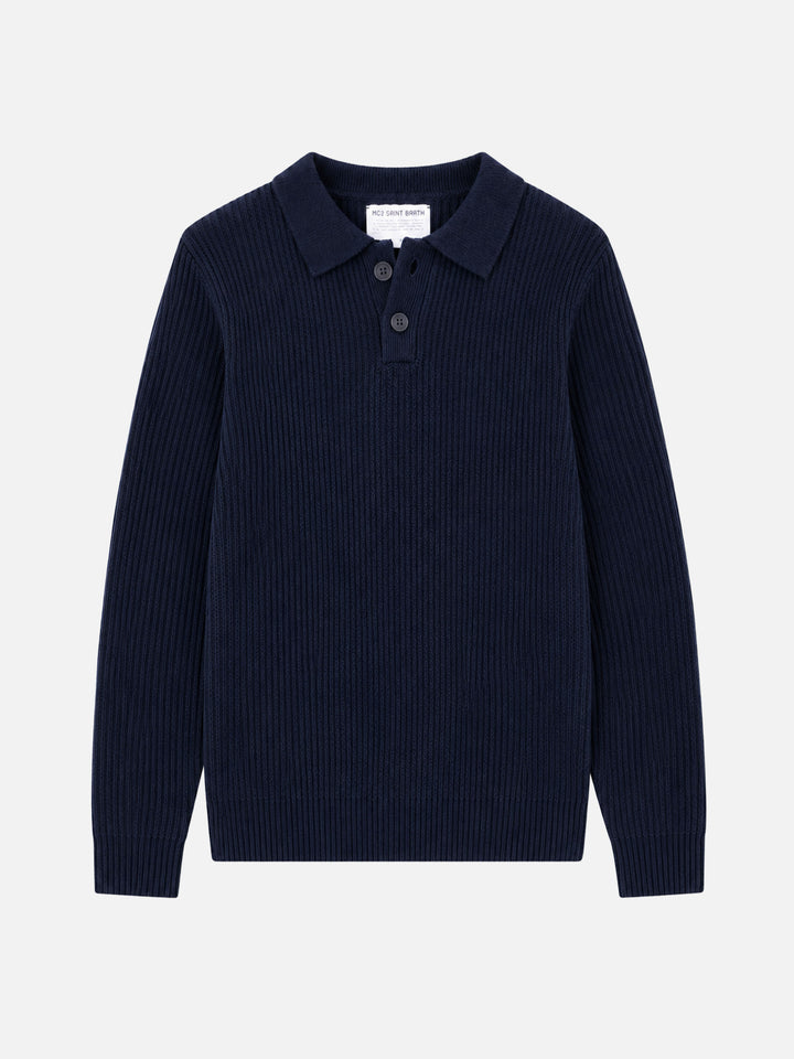 Polo in maglia Downing blu navy a costine