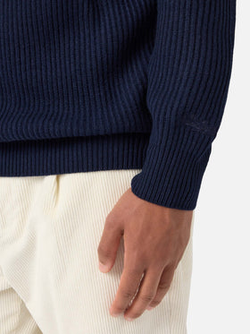 Navy blue wool knit polo Downing