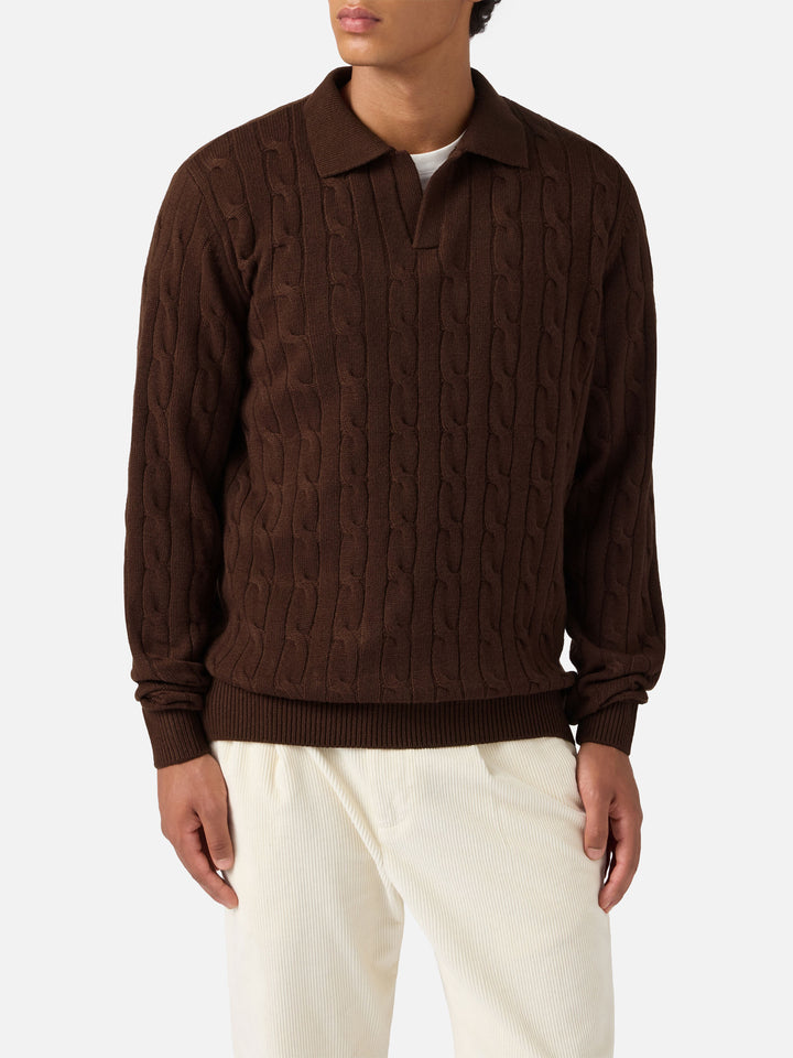 Polo in maglia Downing in lana marrone