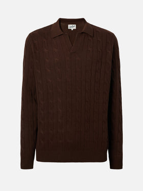 Polo in maglia Downing in lana marrone