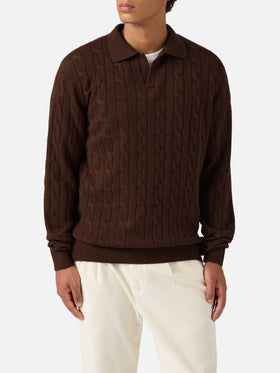 Polo in maglia Downing in lana marrone