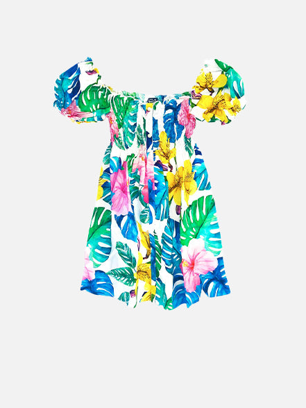 Girl dress tropical pattern