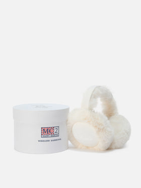Paraorecchie bianco panna effetto suede con speaker wireless