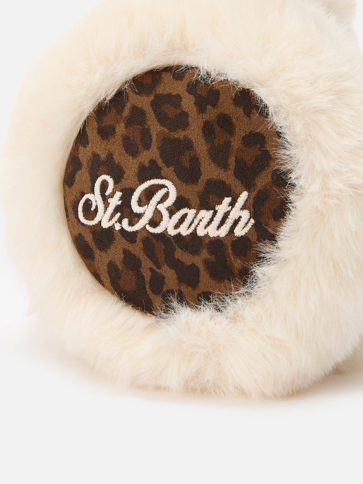 Orejeras con estampado de leopardo y bordado del logo 