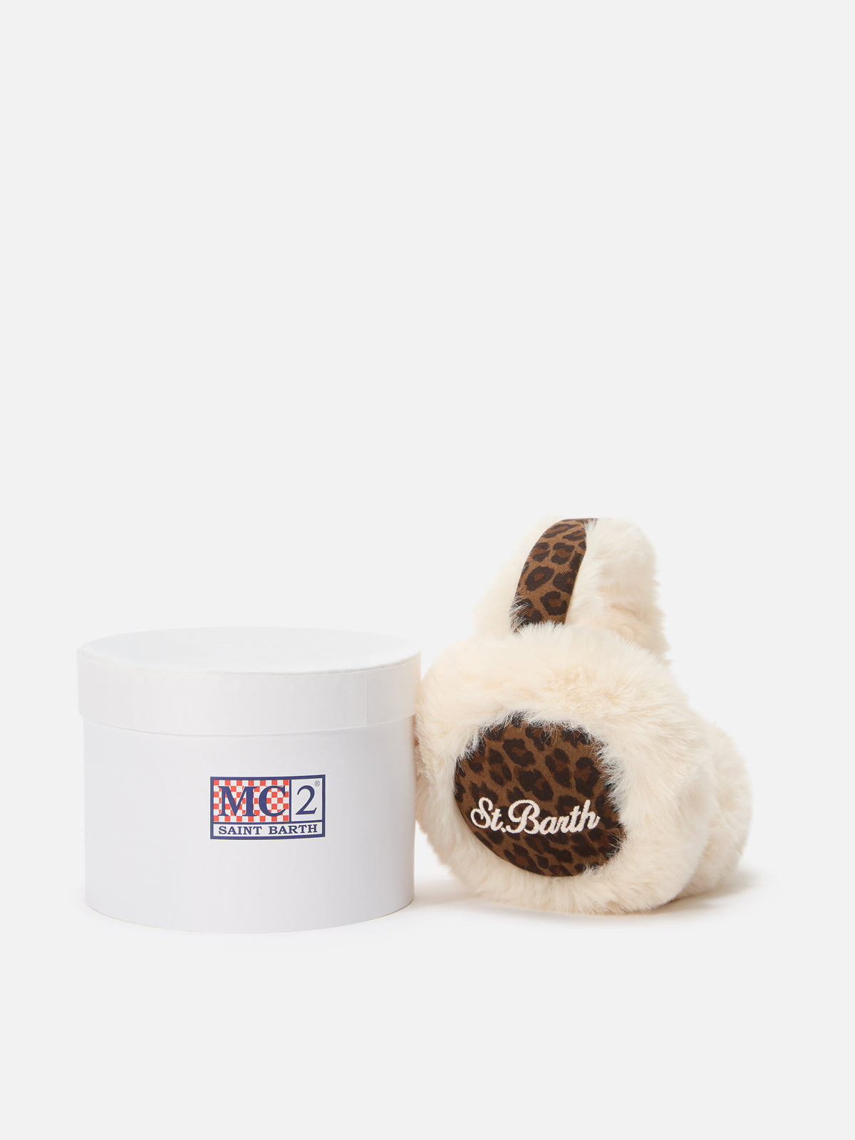 Orejeras con estampado de leopardo y bordado del logo 