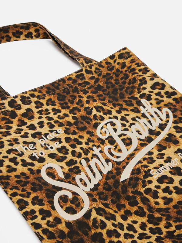 Essential flat cotton animalier Bag with Saint Barth logo