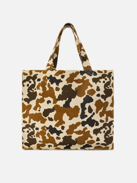 Borsa Essential in canvas con stampa muccata e logo stampato