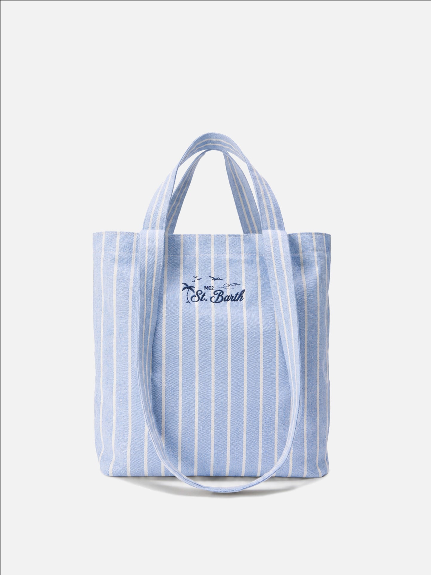 Essential Beach leichte gestreifte Tasche aus weißer Baumwolle mit blue und tote 